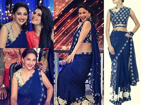 वाह नीली साड़ी में क्या कहर ढ़ा रही हैं माधुरी Madhuri Dixit Dazzles