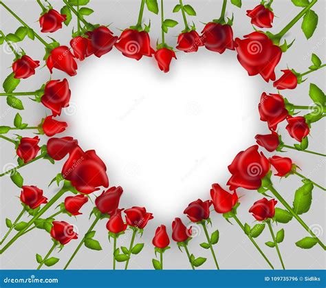 Illustration Of Heart Set Of Red Roses Stock Illustration