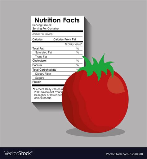 Nutrition Facts Of Tomato Label Content Template Vector Image