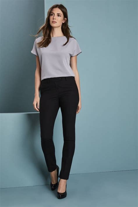 Womens Qualitas Polywool Slim Leg Trousers Black Simon Jersey