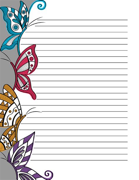 Butterfly Lined Printable Paper