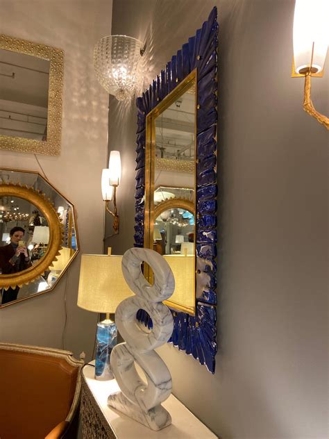 Blue Glass Framed Mirror Italy 2018 For Sale At 1stdibs