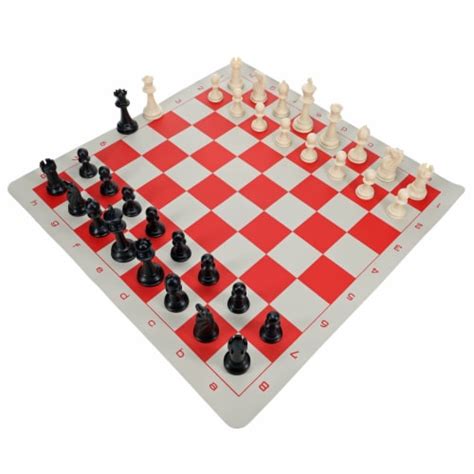 We Games Best Value Tournament Chess Set Plastic Pieces Red Vinyl