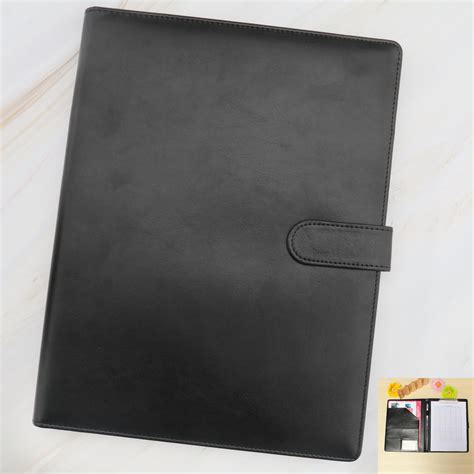 Black A4 Executive Conference Folder Portfolio Pu Leather Document