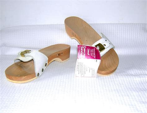 rare vintage 70s dr scholl s wood exercise sandals made etsy