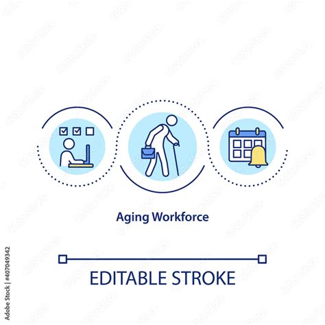 Aging Workforce Concept Icon Eldery People As Employees On Working