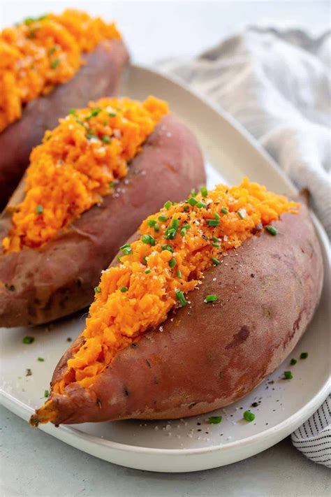 In a large bowl, whisk together water and salt until salt has dissolved. Bake Sweet Potatoes | Recipe | Cooking sweet potatoes ...
