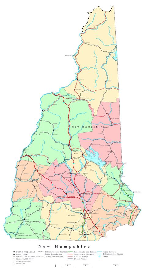 Large Detailed Administrative Map Of New Hampshire State