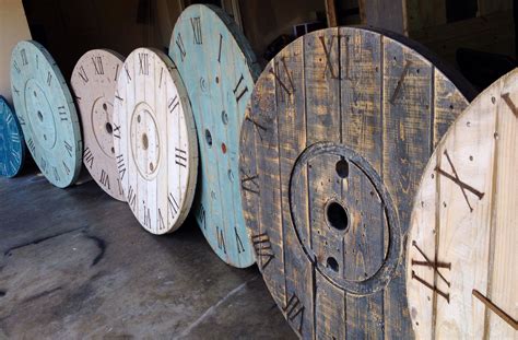 Large Wall Clocks Created Using Recycled Wooden Spools Each One Is