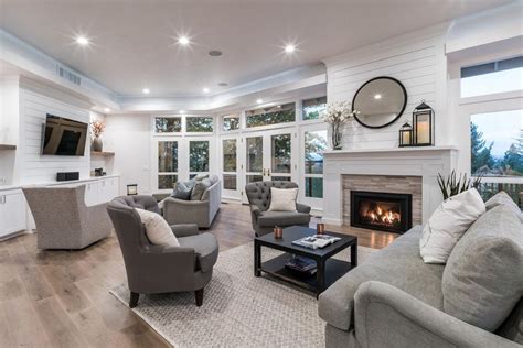 White Transitional Living Room With Gray Armchairs Hgtv