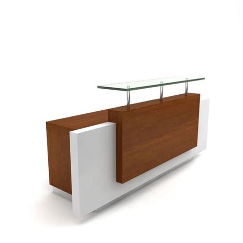 Front Wooden Reception Desk 3d Model
