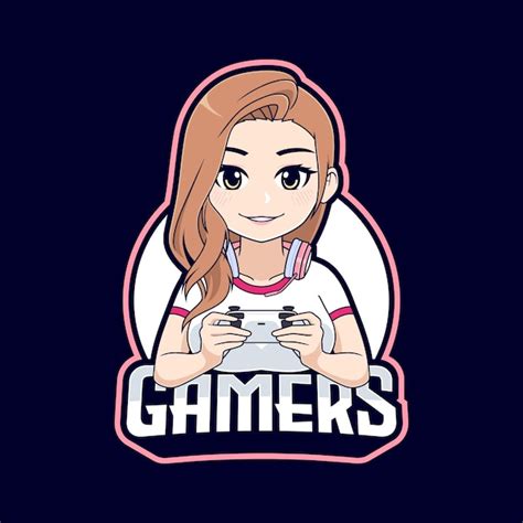 Premium Vector Cute Gamer Girl Cartoon Character Mascot Logo
