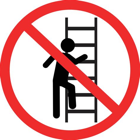 Do Not Use Ladder Sign No Ladders Prohibition Sign With Ladder And Climbing Person Flat Style