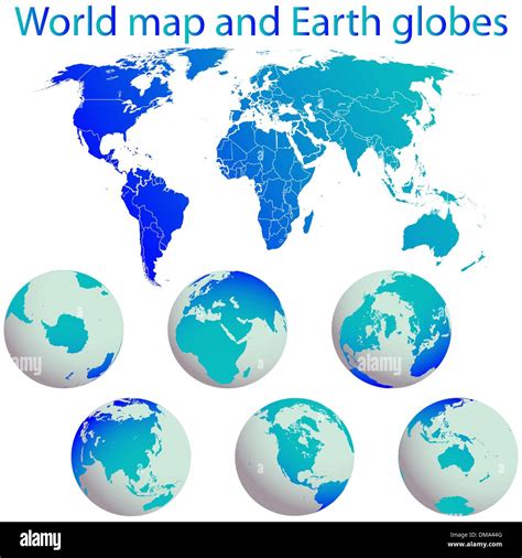 World Map And Earth Globes Stock Vector Image And Art Alamy