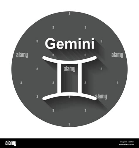 Gemini Zodiac Sign Flat Astrology Vector Illustration With Long Shadow