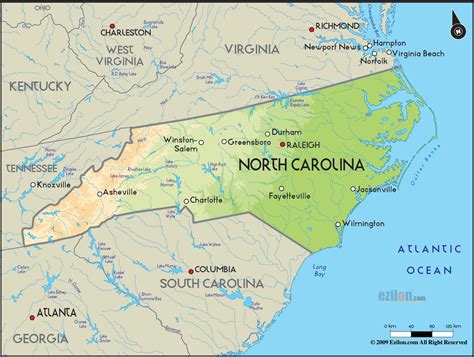 Geographic Map Of North Carolina Secretmuseum