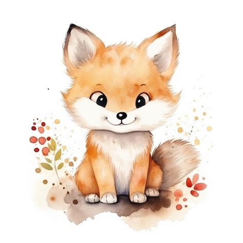Premium Ai Image There Is A Watercolor Painting Of A Fox Sitting On