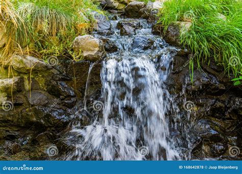 Small Streaming Waterfall Water Flowing Over Rocks Beautiful Nature
