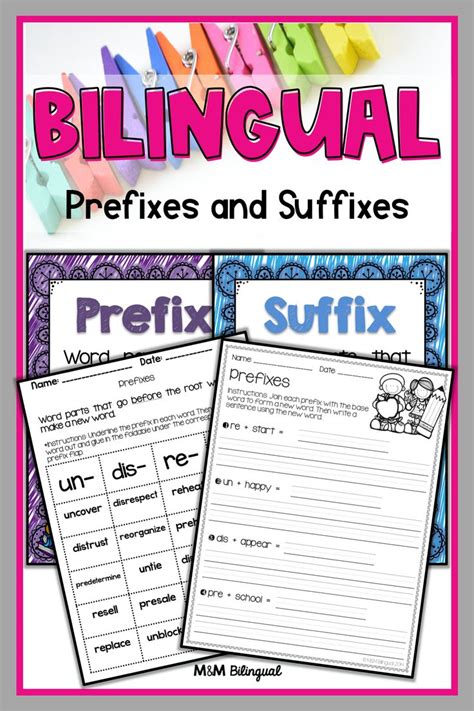 Prefixes And Suffixes Bilingual Prefijos Y Sufijos Prefixes And