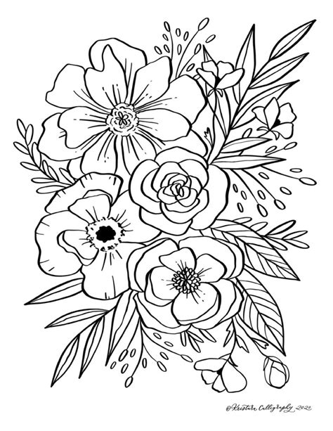 Floral Coloring Page Coloring Home