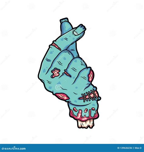 the broken zombie hand makes a love signature vector clip art illustration with simple gradient
