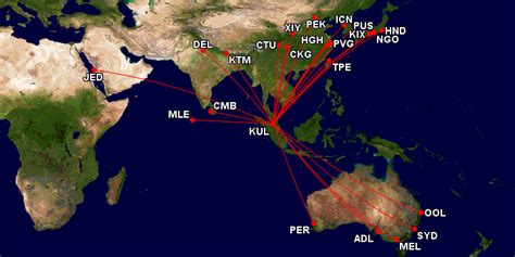 Airasia X Budget Long Haul Airline Route Map