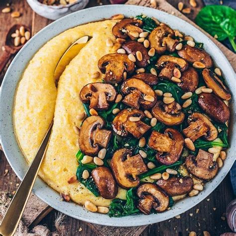 Lets Cook Vegan On Instagram Creamy Vegan Polenta With Mushrooms And