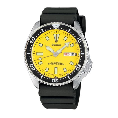 Seiko Seiko Mens Yellow Dial Automatic Divers Watch Skxa35 Jewelry