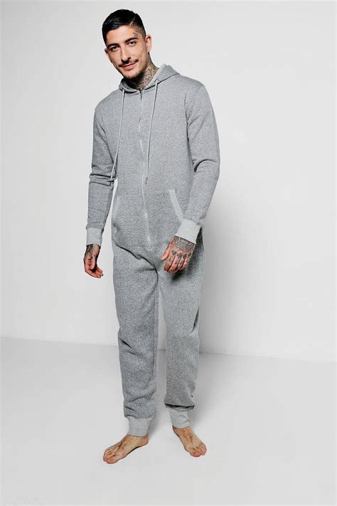 Mens Grey Nepped Onesie Boohoo Uk Mens Onesie Onesies Lounge Wear