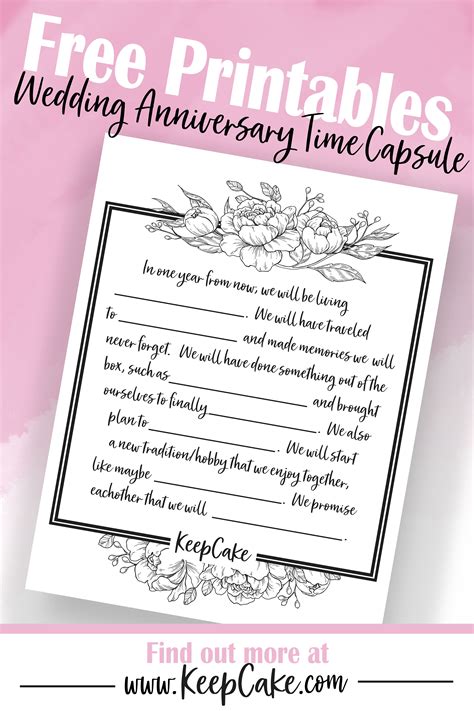 Free Wedding Anniversary Time Capsule Printables Wedding Time Capsule