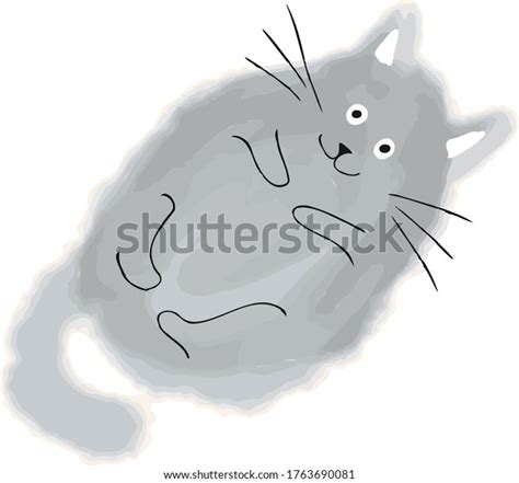 Fun Cute Doodle Playful Grey Cat Stock Vector Royalty Free 1763690081