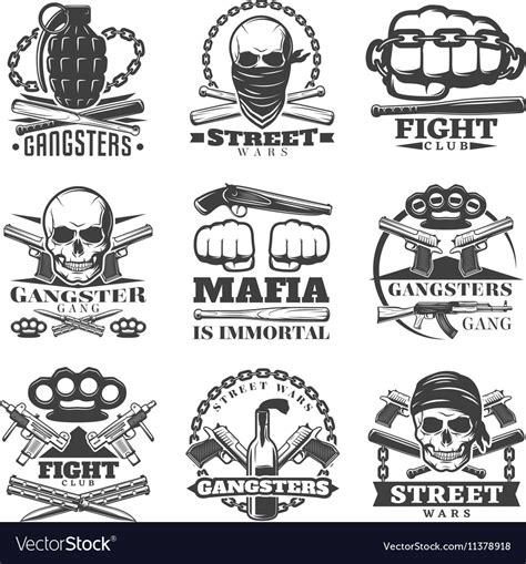 Street Wars Gangster Emblem Set Royalty Free Vector Image