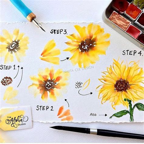 Easy Step By Step Watercolor Tutorials For Beginners Beautiful
