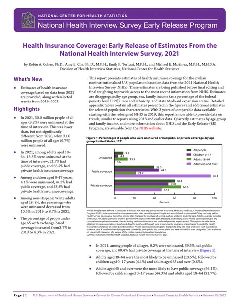 Pdf Health Insurance Coverage Early Release Of Estimates From The