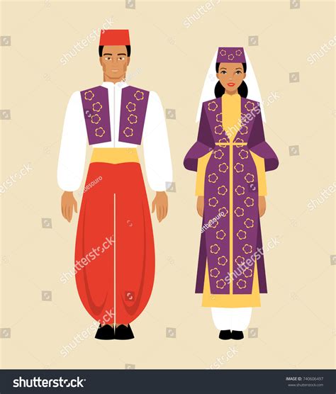 Turkish Man Woman National Dress Vector Vector có sẵn miễn phí bản