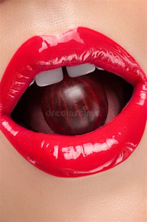 Red Lips With A Cherry Stock Image Image Of Mouth Health 59348985