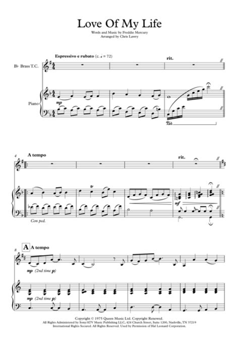 Love Of My Life By Queen Piano Free Music Sheet