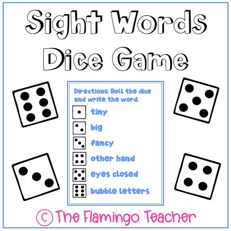 Free Sight Words Dice Game Teaching High Frequency Words In A Fun Way