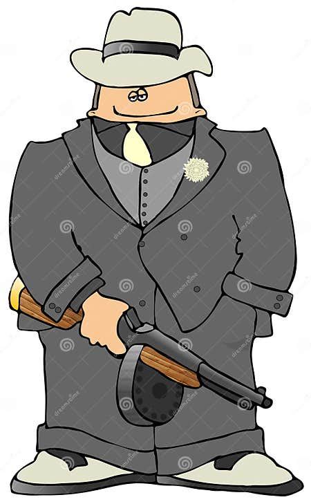 Gangster With A Tommy Gun Stock Illustration Illustration Of Tommy