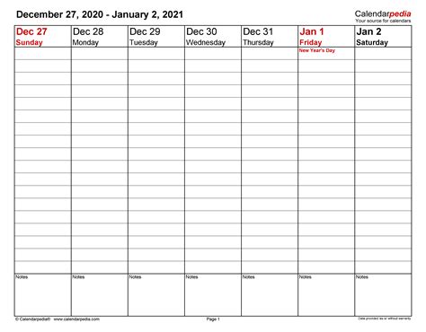 Weekly Numbered 52 Week Calendar Printable Printable