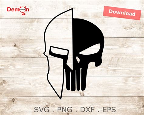Punisher Skull Spartan Warrior Svg Eps Png Dxf Vector Cutting Etsy