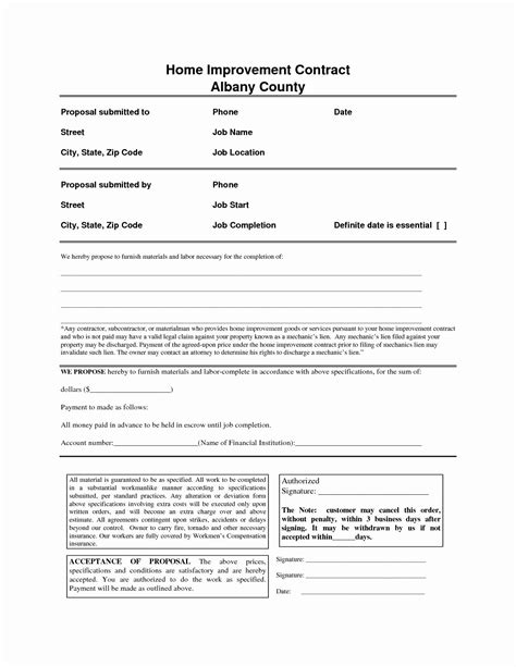 Home Remodeling Contract Template Elegant Home Improvement Contract