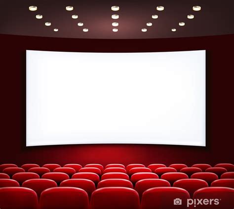 Wall Mural Cinema With White Screen And Seats Vector Pixersuk