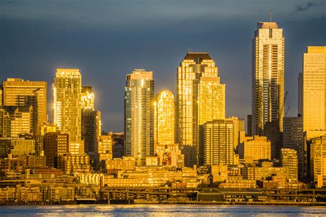 Seattle Skyscrapers Reflect The Setting Sun Days Before The Viaduct