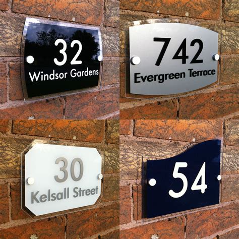Modern House Sign Glass Effect Acrylic Door Number Street Name Etsy