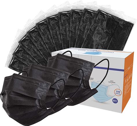 Sheal 200pcs Black Disposable Face Masks For Adult 3 Layer