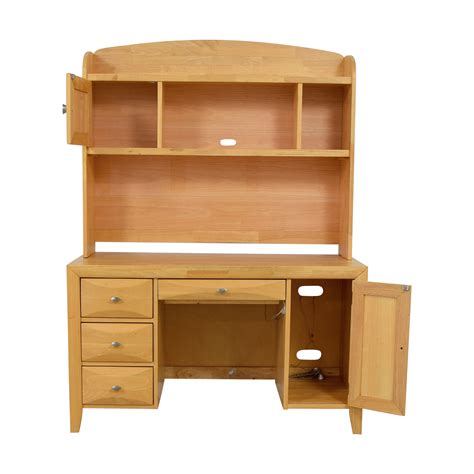 90 Off Natural Wood Computer Desk With Hutch Tables