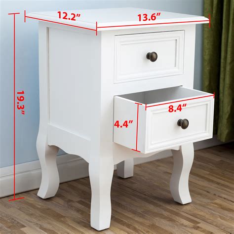 White Nightstand Set 2 Bedside End Table Pair Shabby Chick Bedroom