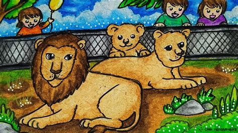 Cara Menggambar Dan Mewarnai Tema Kebun Binatang Zoo Dengan Gradasi
