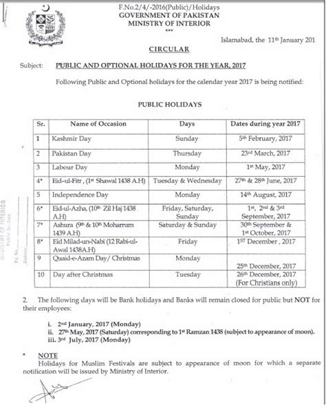 Notification Of Public Holidays 2017 And Optional Holidays 2017 Galaxy